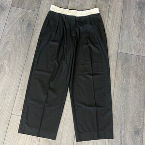 Zara High-Waisted Wide-Leg Black Trousers with White Belt
